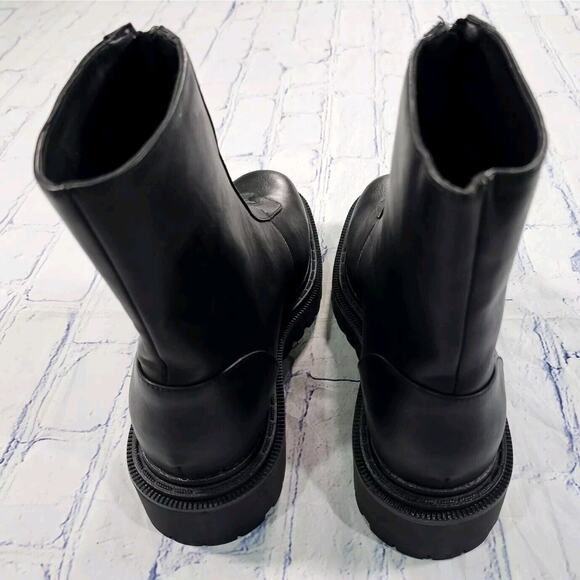 American Eagle Black Faux Leather Ankle Boots Booties Shoes Front Zip SZ 8.5 - Picture 9 of 12